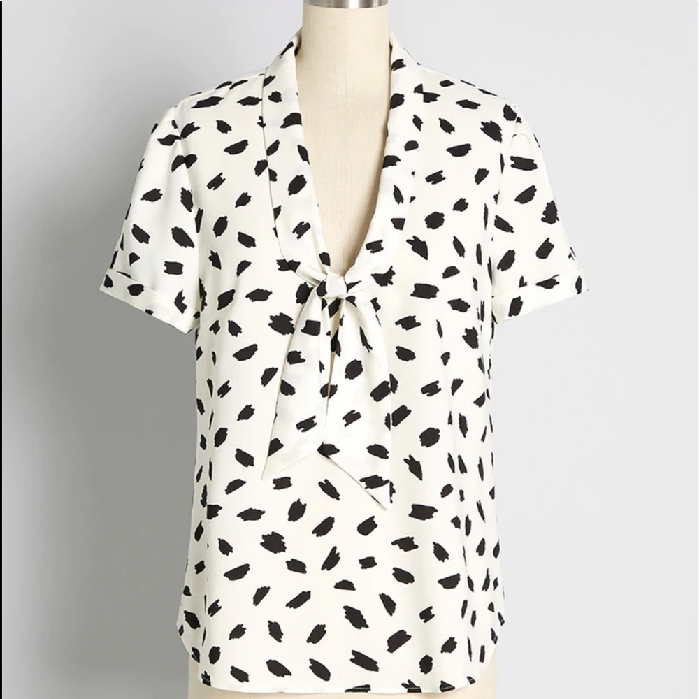 Modcloth Spotted Tie Neck Top
